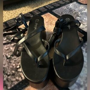 Nasty Gal Black Strappy Platform Sandals